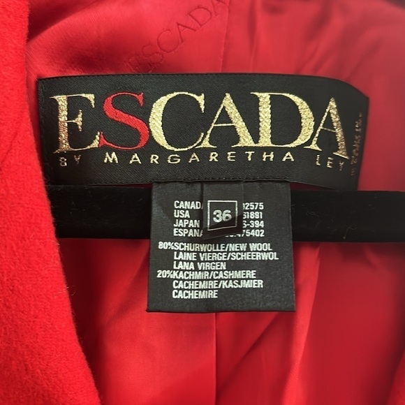 ESCADA BY MARGARETHA LEY Wool & Cashmere Blazer Jacket in Red Size Small or 6 - Picture 10 of 11